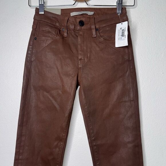 HUDSON Jeans Nico Coated Tortoise Shell Mid Rise Straight Ankle Jean Size 24 - Picture 10 of 15